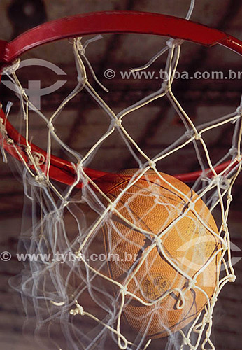 Basketball - ball on basket 