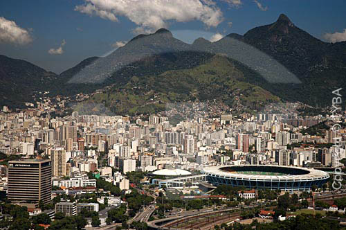  Aerial view, showing the Maracana Stadium* and the north area of the Rio de Janeiro city (Maracana, Tijuca, Grajau and - Maracana neighbourhoods) - Rio de Janeiro state - Brazil  *The Stadium is a National Historic Site since 12-26-2000. 