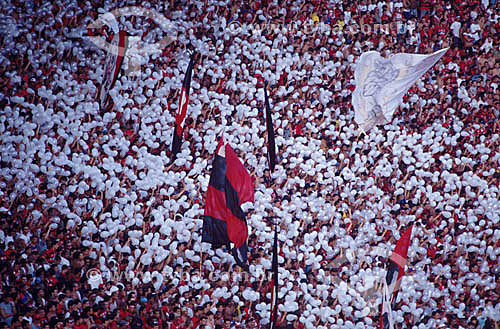  Soccer game - cheering of the Flamengo Football Club - Maracana Stadium* - Maracana neighbourhood - Rio de Janeiro city - Rio de Janeiro state - Brazil  * The Stadium is a National Historic Site since 12-26-2000. 