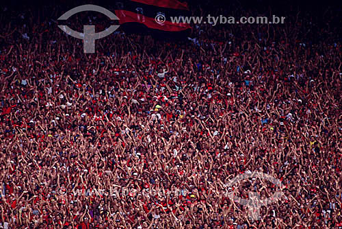  Soccer game - Flamengo Football Club cheering - Maracana Stadium - Maracana neighbourhood - Rio de Janeiro city - Rio de Janeiro state - Brazil  
