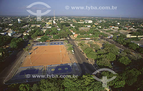  Aerial view of the Praça Barao do Rio Branco (Baron Rio Branco Square) in center of the city of Macapa - Amapa state - Brazil 