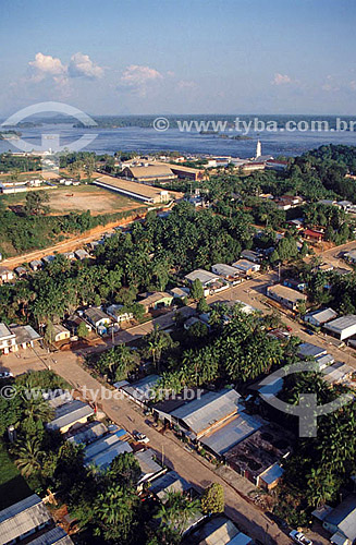  Aerial view of Sao Gabriel da Cachoeira village with 