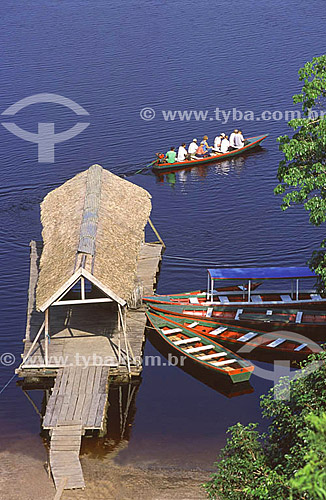  Tourists in a canoe outing operated by the Hotel de Selva Acajatuba (Acajatuba Jungle Hotel) near the city of Iranduba - Amazonia region - Amazonas state - Brazil 