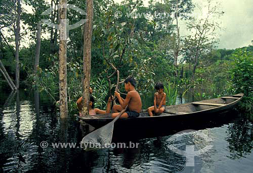  Igarape indians in Rio Negro river - Manaus city - Amazonas state - Brazil 