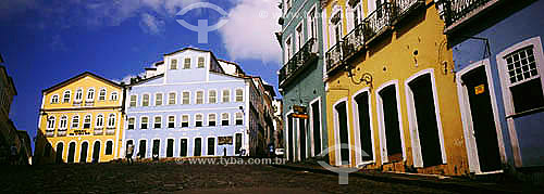  Colored facades on Pelourinho with Museu da Cidade (Museum of the City) and Casa de Jorge Amado Foundation in the background (the blue one) - Salvador city* - Bahia state - Brazil  * The city is a UNESCO World Heritage Site since 12-06-1985. 