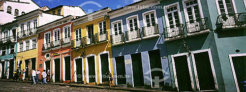  Colored facades on Pelourinho - Salvador city* - Bahia state - Brazil  * The city is a UNESCO World Heritage Site since 12-06-1985. 