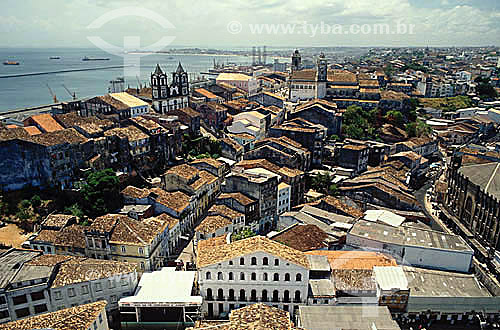  Aerial view of the historical center of Pelourinho with the 