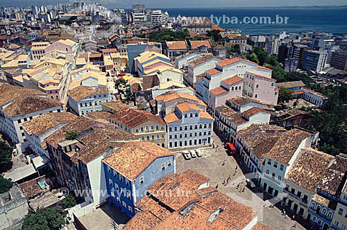  Aerial view of the historical center of Pelourinho with 