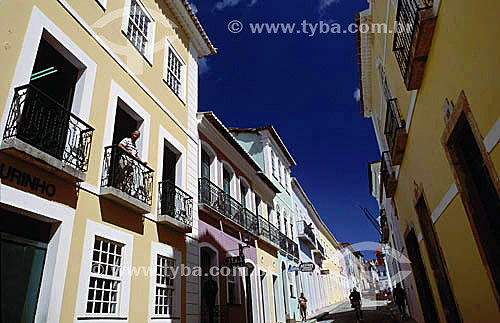  Colored facades on Pelourinho - Salvador city* - Bahia state - Brazil  * The city is a UNESCO World Heritage Site since 12-06-1985. 