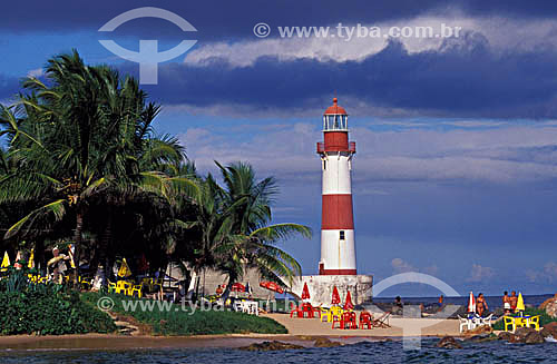  People at the beach next to Itapua lighthouse - Salvador city - Bahia state - Brazil 
