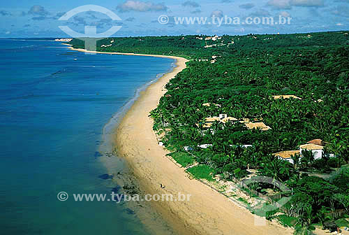  Aerial view of beach in Porto Seguro - south coast of Bahia - Brazil 