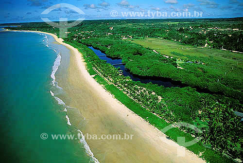  Aerial view of Taípe and Rio of Barra beaches in Trancoso - Porto Seguro - south coast of Bahia 