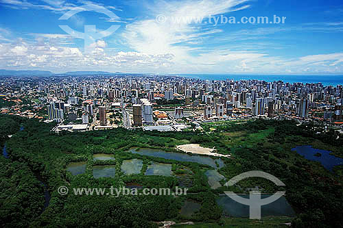  Aerial view of Fortaleza city - Cocó Park - Ceara state - Brazil - March 2002 