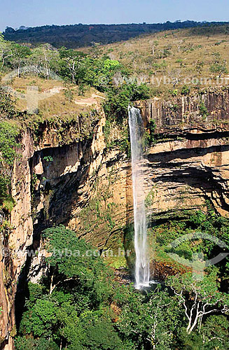  Veu de Noiva Waterfall (Bride Veil Waterfall) - Chapada dos Guimaraes National Park - Mato Grosso State - Brazil 