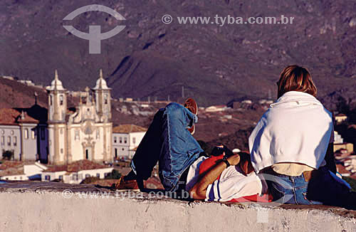  Tourist couple at Ouro Preto city * - Minas Gerais state - Brazil  * Ouro Preto city is a UNESCO World Heritage Site in Brazil since 05-09-1980. 