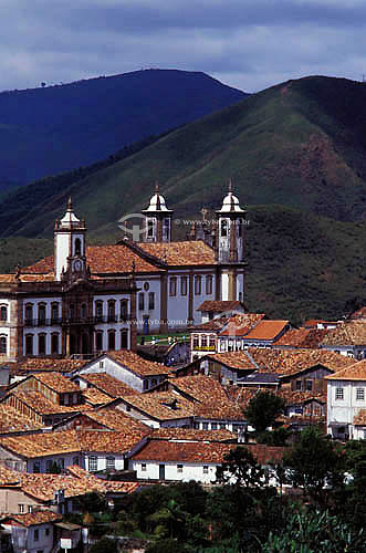  Ouro Preto (1) city with the Inconfidencia Museum and the Igreja de Nossa Senhora do Carmo Church (2) in the background - Minas Gerais - Brazil      (1) The city is a UNESCO World Heritage Site since 05-09-1980.   (2) The church is a National Histor 