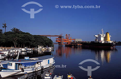  Anchored boats at Trombetas port - Para state - Brazil 