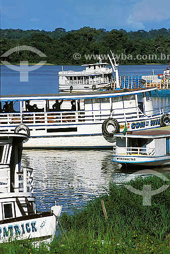  Anchored boats at Trombetas port - Para state - Brazil 