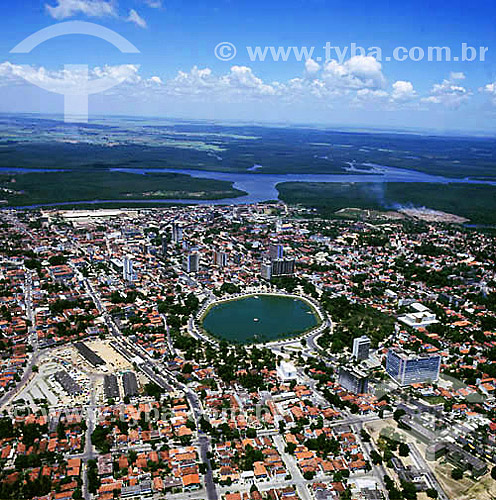  Aerial view of Joao Pessoa city in the foreground and a river in the background - Paraiba state - Brazil 