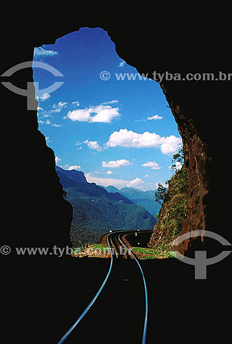  Tunnel and train track at Graciosa Mountain Range - Curitiba-Paranagua line - Parana state - Brazil 