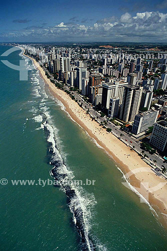  Aerial  view of Boa Viagem Beach - Recife city - Pernambuco state - Brazil 