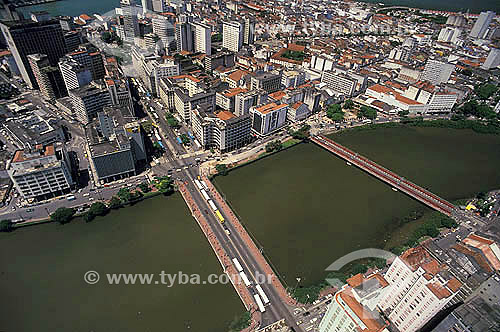  Aerial view of Recife city with river, bridges and buildings - Pernambuco state - Brazil 