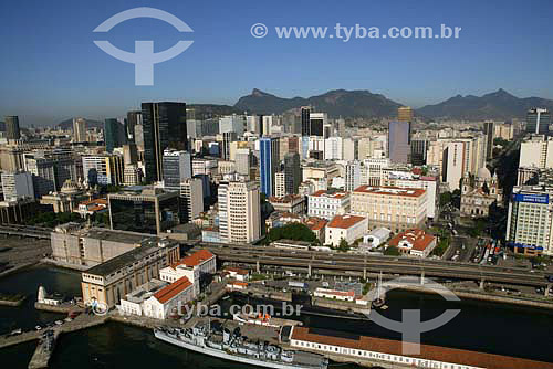  Aerial view of the Rio de Janeiro Seaport with City Center in the backround - Rio de Janeiro city - Rio de Janeiro state - Brazil - July of 2006 