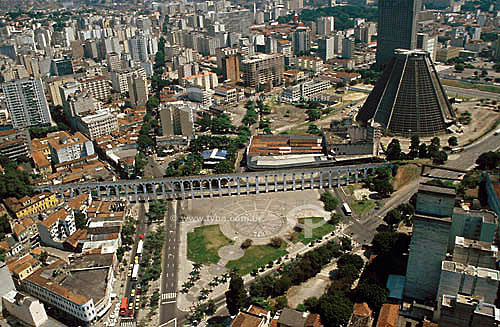  Aerial view of Rio de Janeiro city downtown -  