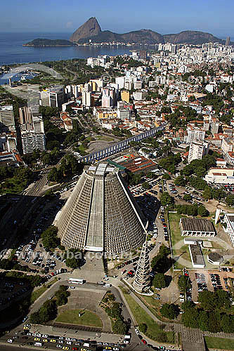  Aerial view of Rio de Janeiro city downtown - Metropolitan Cathedral, 