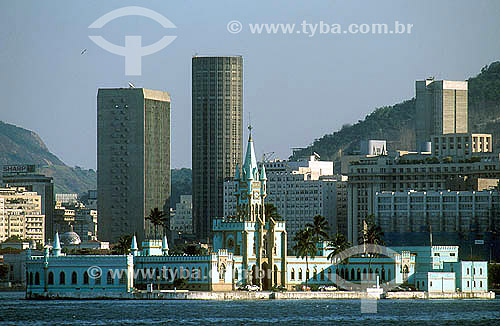  Ilha Fiscal (Fiscal Island) (*) with buildings of downtown in the background - Rio de Janeiro city - Rio de Janeiro state - Brazil  (*) it was the site of the last royal ball ever to take place in Brazil, on November 9, 1889, only seven days before  