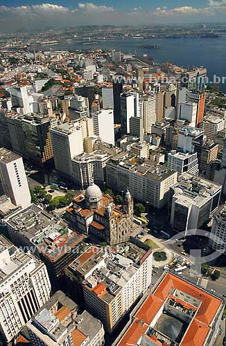  Aerial view of  Rio de Janeiro city downtown, showing the church of Nossa Senhora da Candelária and  Presidente Vargas Avenue - Rio de Janeiro city - Rio de Janeiro state - Brazil 