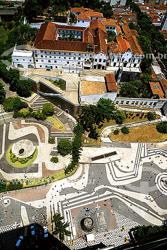  Aerial view of the large Franciscan colonial-style complex 
