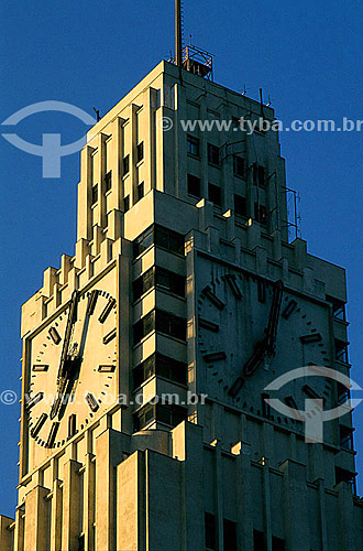  Architectural detail - The art-deco-style clock tower of the 