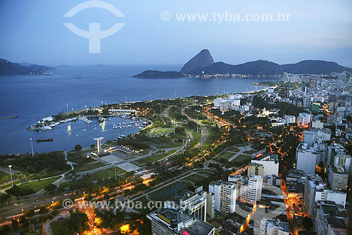  Aerial view of Aterro and Gloria ship yard with the Sugar Loaf mountain on the background - Rio de Janeiro city - Rio de Janeiro state - Brazil 