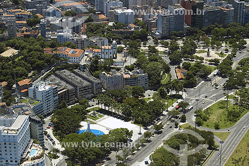  Aerial view of Aterro do Flamengo and Gloria neighbourhood - Sao Sebastiao square and Outeiro da Gloria church - Russel street - Rio de Janeiro city - Rio de Janeiro state - Brazil 