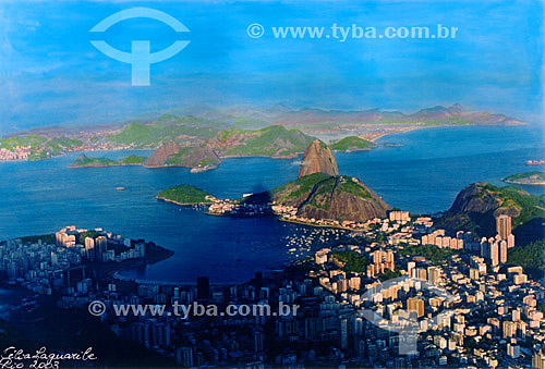  The Sugar Loaf with the shadow of the Christ the Redeemer - Rio de Janeiro city - Rio de Janeiro state - Brazil 