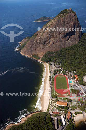  Aerial view of Militar Club in Urca neighbourhood with Sugar Loaf mountain in the backround - Rio de Janeiro city - Rio de Janeiro state - Brazil 