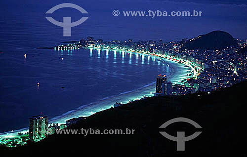  Aerial view of Copacabana Beach by night - Rio de Janeiro city - Rio de Janeiro state - Brazil 