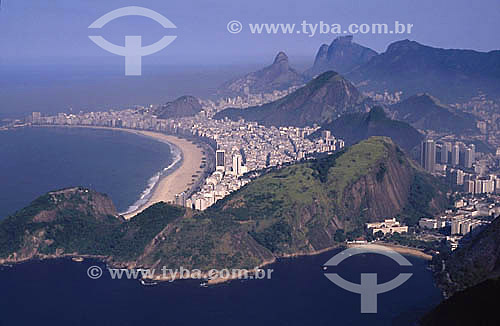  Aerial view of Copacabana beach and