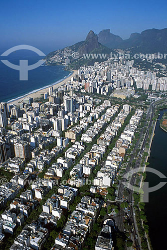  Aerial view of Ipanema and Leblon neighborhoods with with Gavea Rock and 