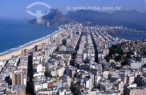  Aerial view of Ipanema and Leblon neighborhoods with with Gavea Rock and 