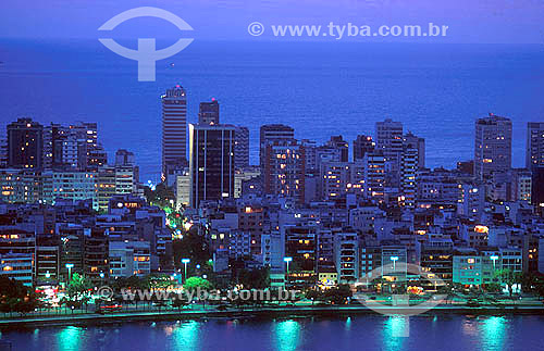  luminated buildings of Lagoa Rodrigo de Freitas (Rodrigo de Freitas Lagoon) (1)  - Rio de Janeiro city - Rio de Janeiro state - Brazil  (1) National Historic Site since 06-19-2000.  