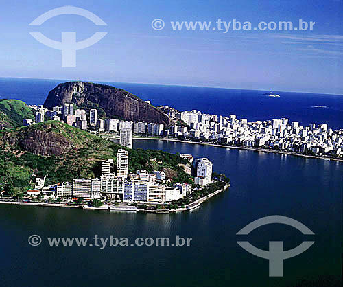  Aerial view of part of Lagoa Rodrigo de Freitas (Rodrigo de Freitas Lagoon)* - Rio de Janeiro city - Rio de Janeiro state - Brazil  * National Historic Site since 06-19-2000. 