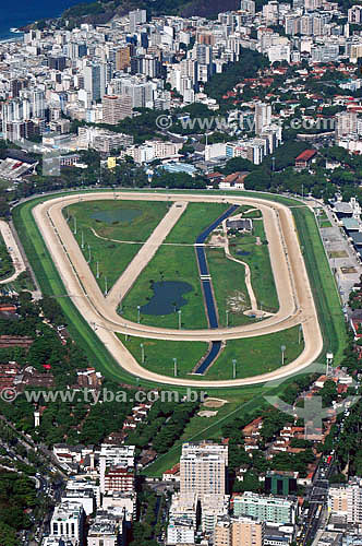  Aerial view of the Hipodromo da Gavea (also known as the Jockey Club) - Rio de Janeiro city - Rio de Janeiro state - Brazil 