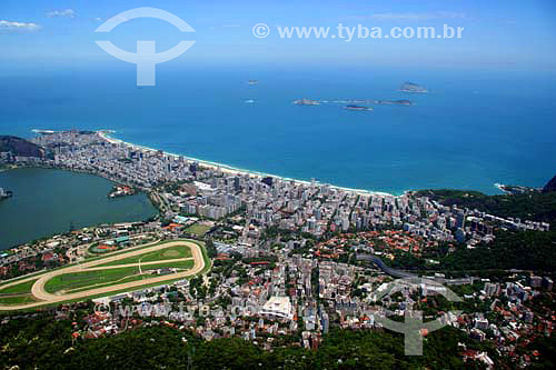  Aerial view of south zone, Ipanema and Leblon Beaches, part of Rodrigo de Freitas Lagoon and Jockey Club - Rio de Janeiro city - Rio de Janeiro state - Brazil - November 2006 