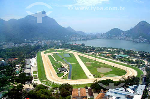  Aerial view of Jockey Club with Lagoa Rodrigo de Freitas (Rodrigo de Freitas Lagoon) and Corcovado Mountain in the background - Rio de Janeiro city - Rio de Janeiro state - Brazil - November 2006 