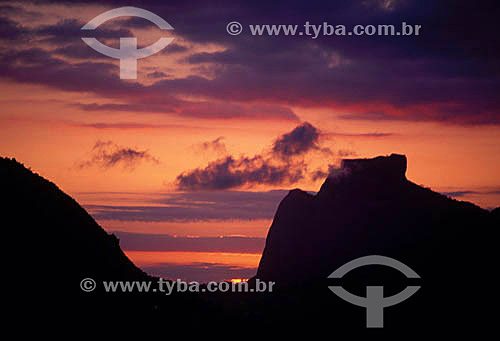  Rock of Gavea* silhouette - Rio de Janeiro city - Rio de Janeiro state - Brazil  * The Rock of Gavea is a National Historic Site since 08-08-1973. 