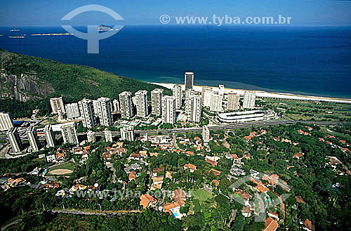  Aerial view of the neighborhood of São Conrado and Fashion Mall to the right - Rio de Janeiro city - Rio de Janeiro state - Brazil 