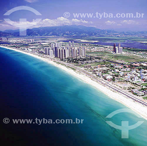  Barra da Tijuca neighborhood and beach with a few buildings - Rio de Janeiro city - Rio de Janeiro state - Brazil Decade of 70 