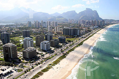  Aerial view of Barra da Tijuca neighborhood and beach - Rio de Janeiro city - Rio de Janeiro state - Brazil 